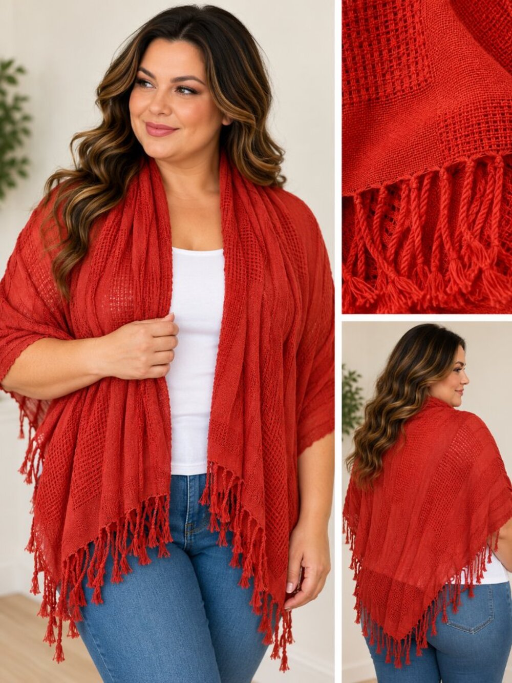3 Scarf Set: Fall Colors Collection of Deep Plum, Rust Orange, Dusk Gray